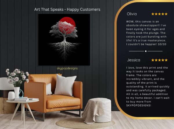 Red Moon Tree Art