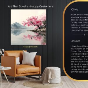 Cherry Blossom Lake Reflection Art