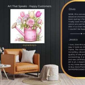 Pink Watering Can Flower Art