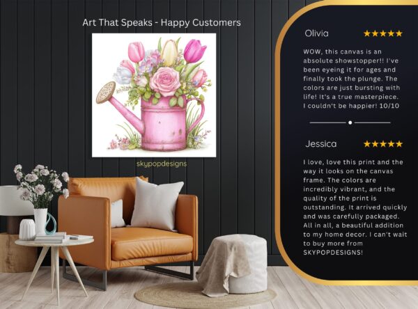 Pink Watering Can Flower Art