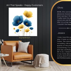 Blue Yellow Poppy Art