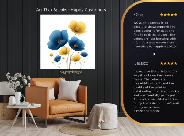 Blue Yellow Poppy Art