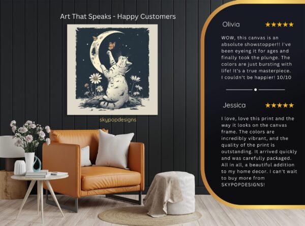 Cat Moon Butterfly Art