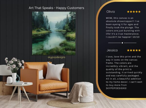 Misty Forest River Art