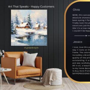 Winter Village Reflection Art