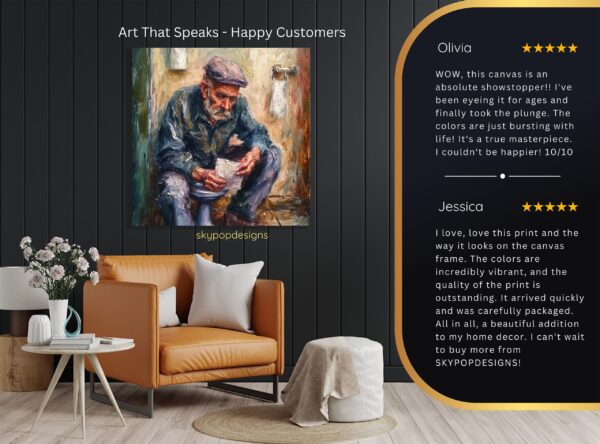 Elderly Man Reading Art