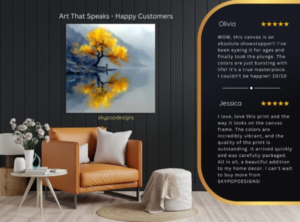 Golden Tree Reflection Art