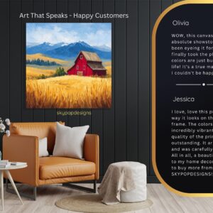 Red Barn Mountain Landscape Art