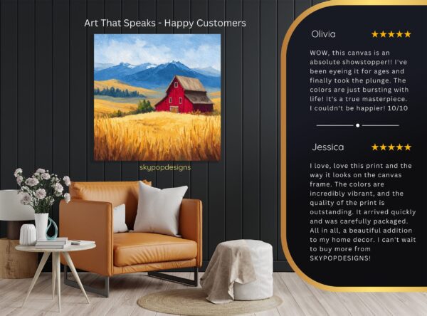 Red Barn Mountain Landscape Art
