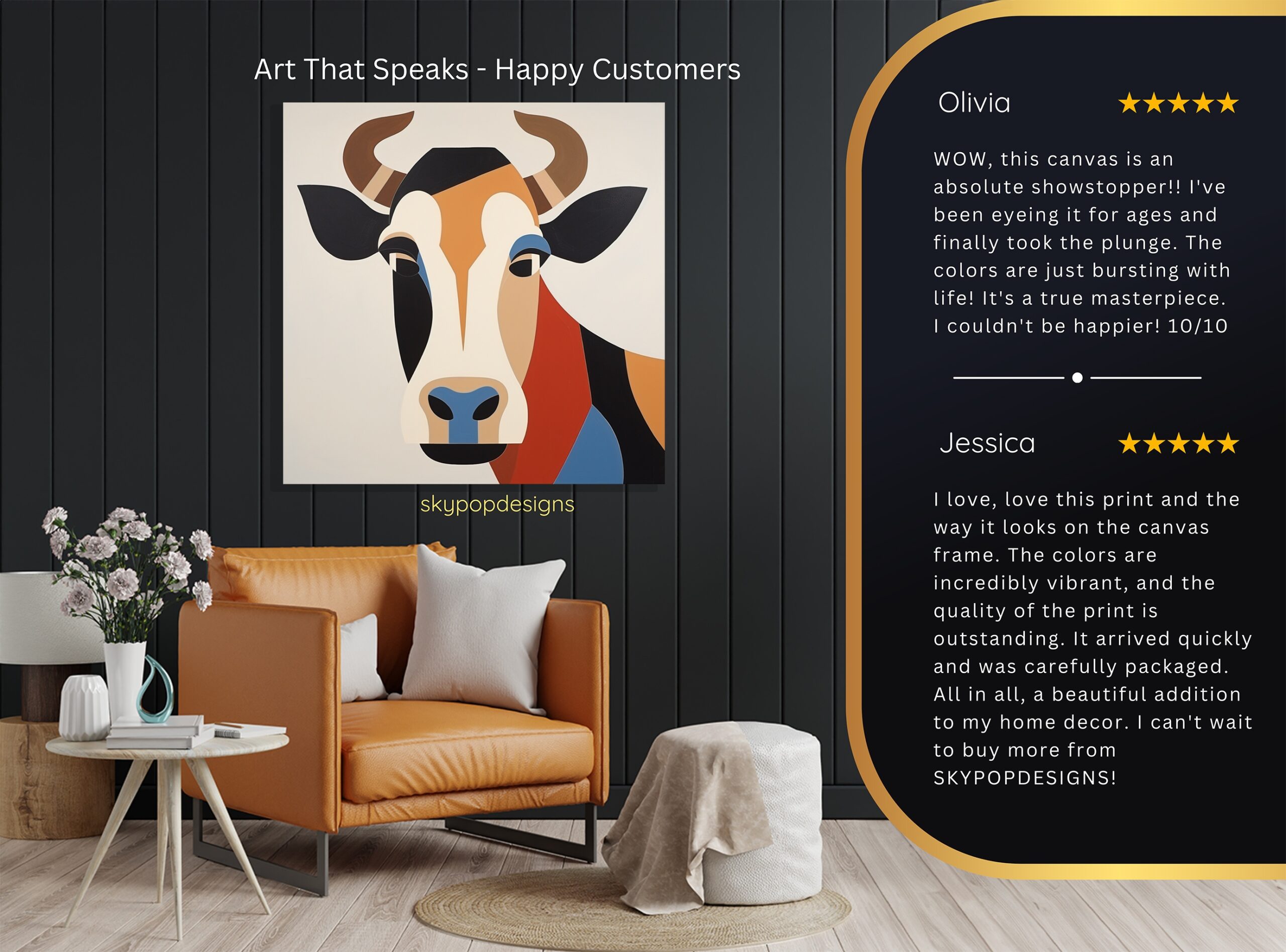 8.jpg Geometric Cow Art
