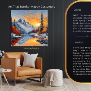 Snowy Mountain Sunset Art