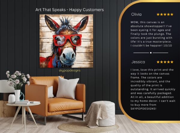 Donkey with Red Glasses Art