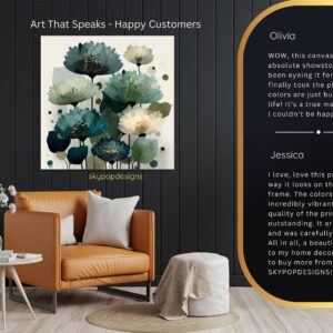 Teal Poppy Flower Art