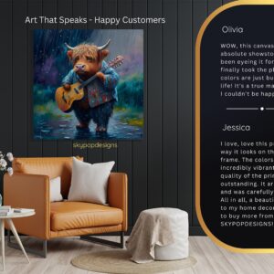 Highland Cow Guitarist Art