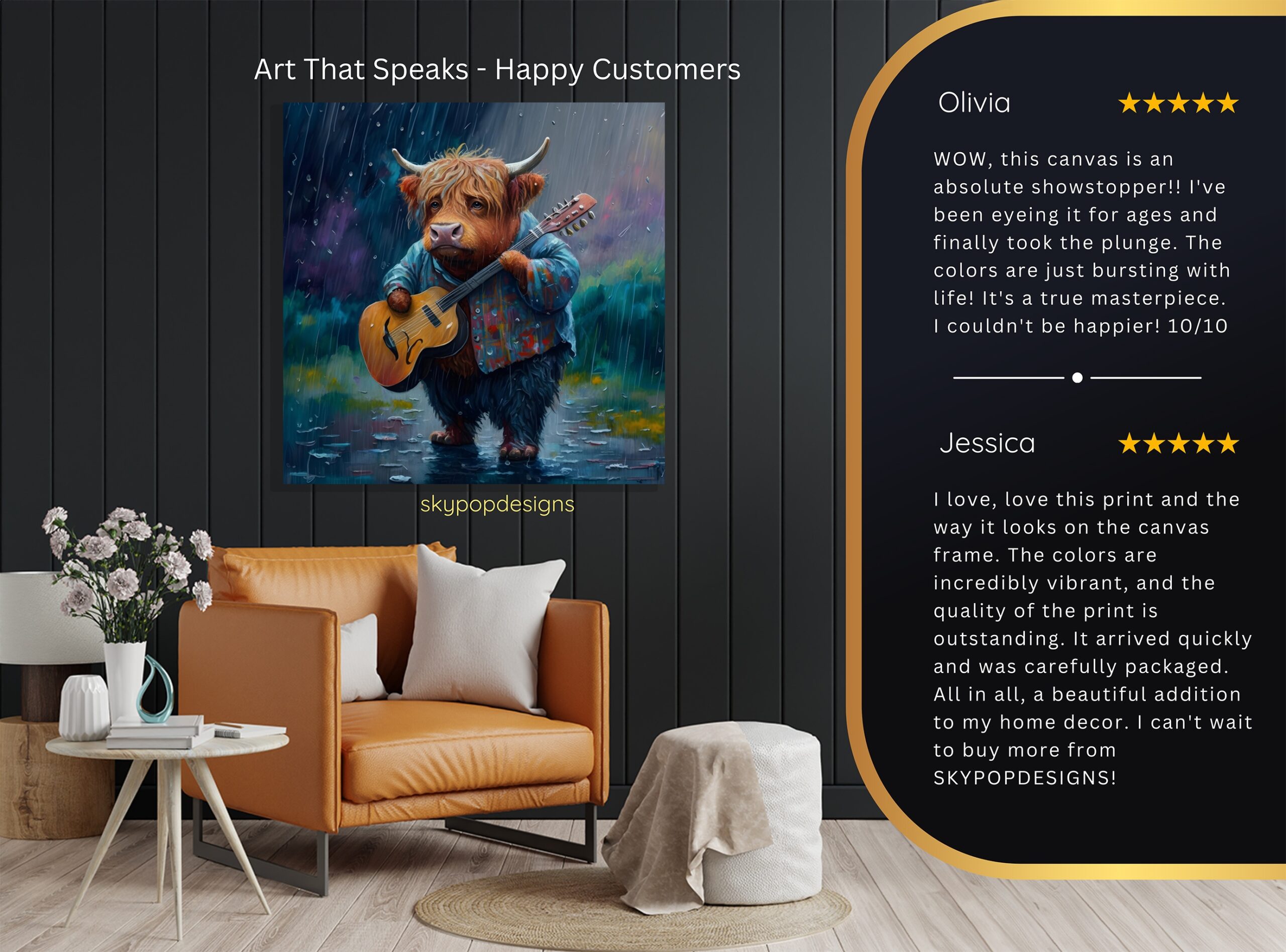 8.jpg Highland Cow Guitarist Art