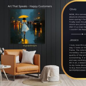 Yellow Umbrella City Night Art