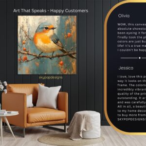 Orange Bird Branch Art