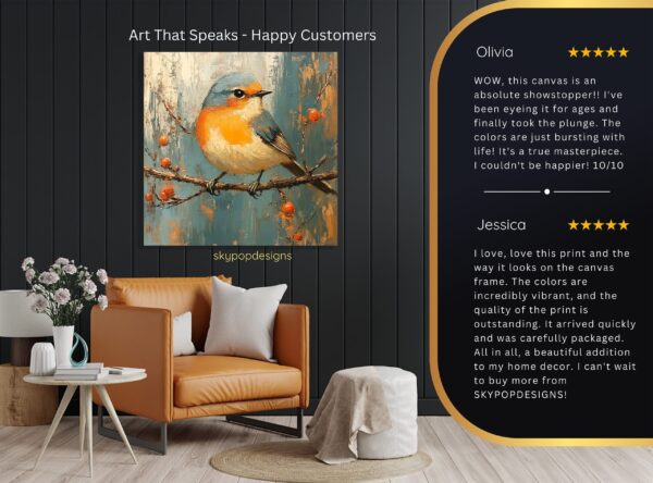 Orange Bird Branch Art