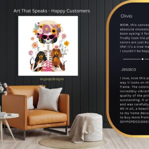 Dachshund Floral Skeleton Art