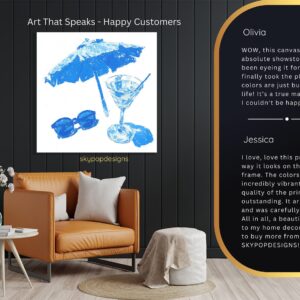 Blue Beach Umbrella Art