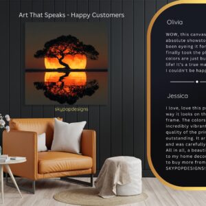 Sunset Tree Reflection Art