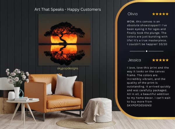 Sunset Tree Reflection Art