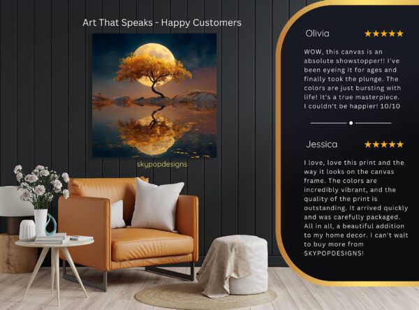Moonlit Tree Reflection Art
