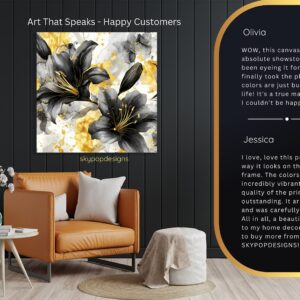 Elegant Black and Gold Lily Art