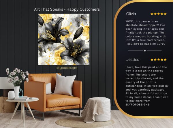 Elegant Black and Gold Lily Art