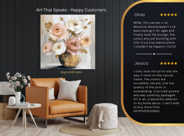 Blush and Gold Floral Art