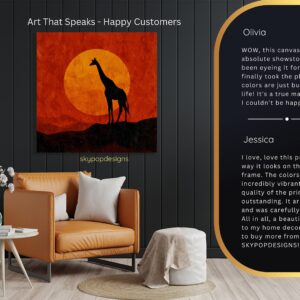 Giraffe Sunset Art