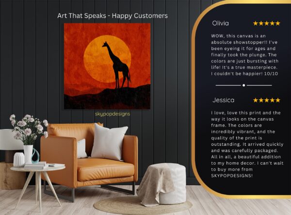 Giraffe Sunset Art