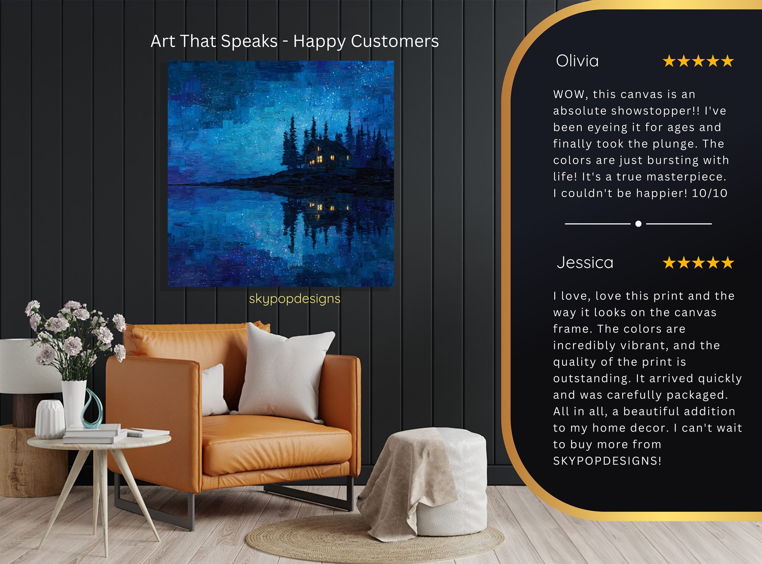 8.jpg Starry Night Cabin Art