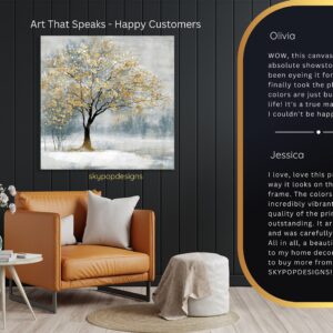 Golden Winter Tree Art