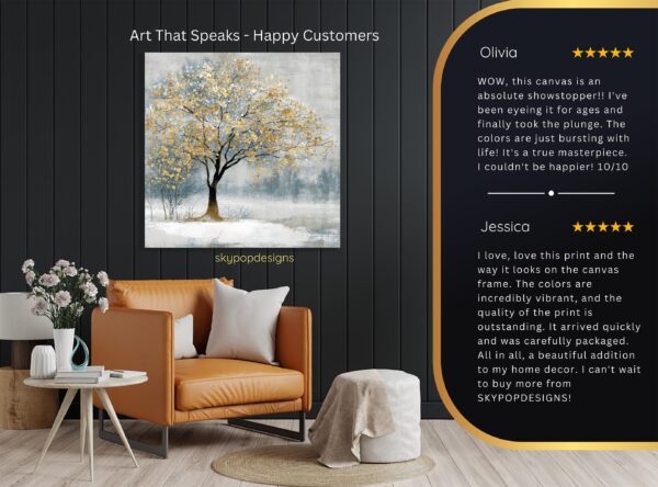 Golden Winter Tree Art