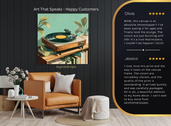 Retro Vinyl Record Player Art
