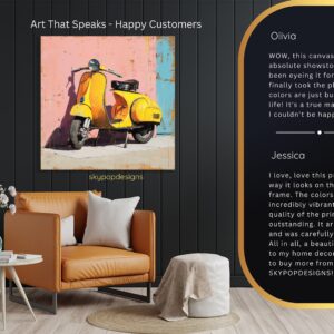 Yellow Vespa Scooter Art