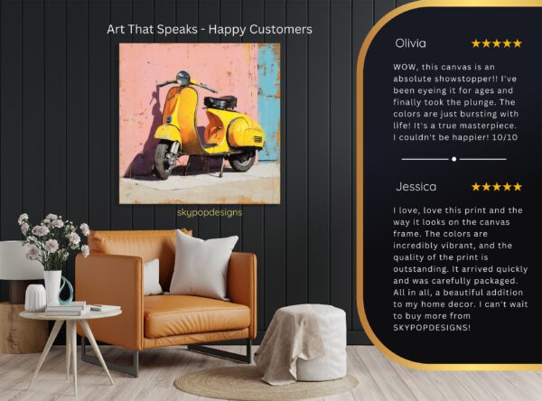 Yellow Vespa Scooter Art