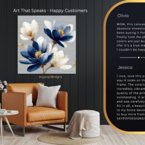 Blue and Gold Floral Art