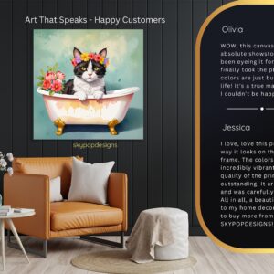 Cat Bathtub Flower Art