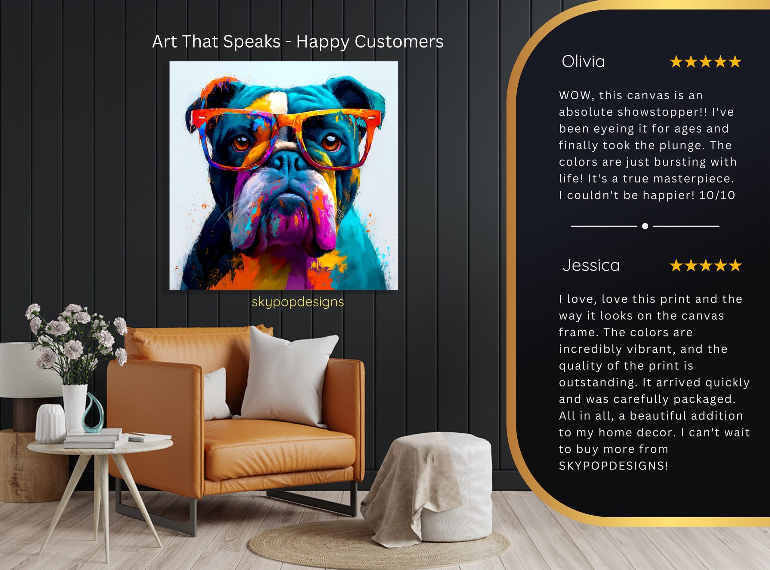 8.jpg Bulldog With Glasses Art
