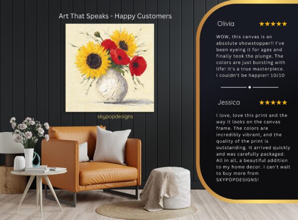 Sunflower and Poppy Bouquet Art
