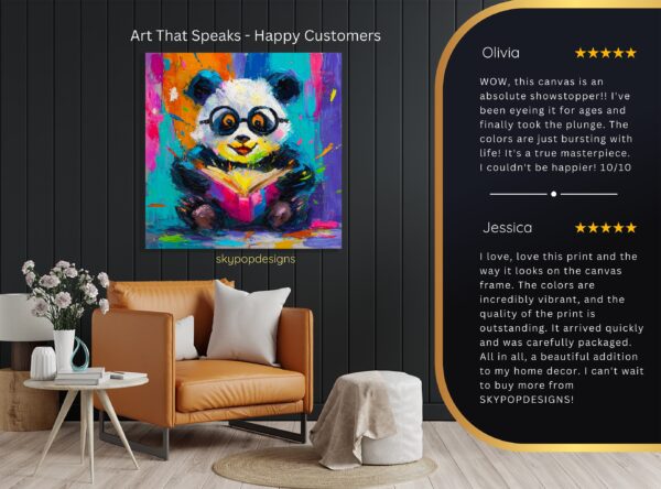 Panda Reading Book Art