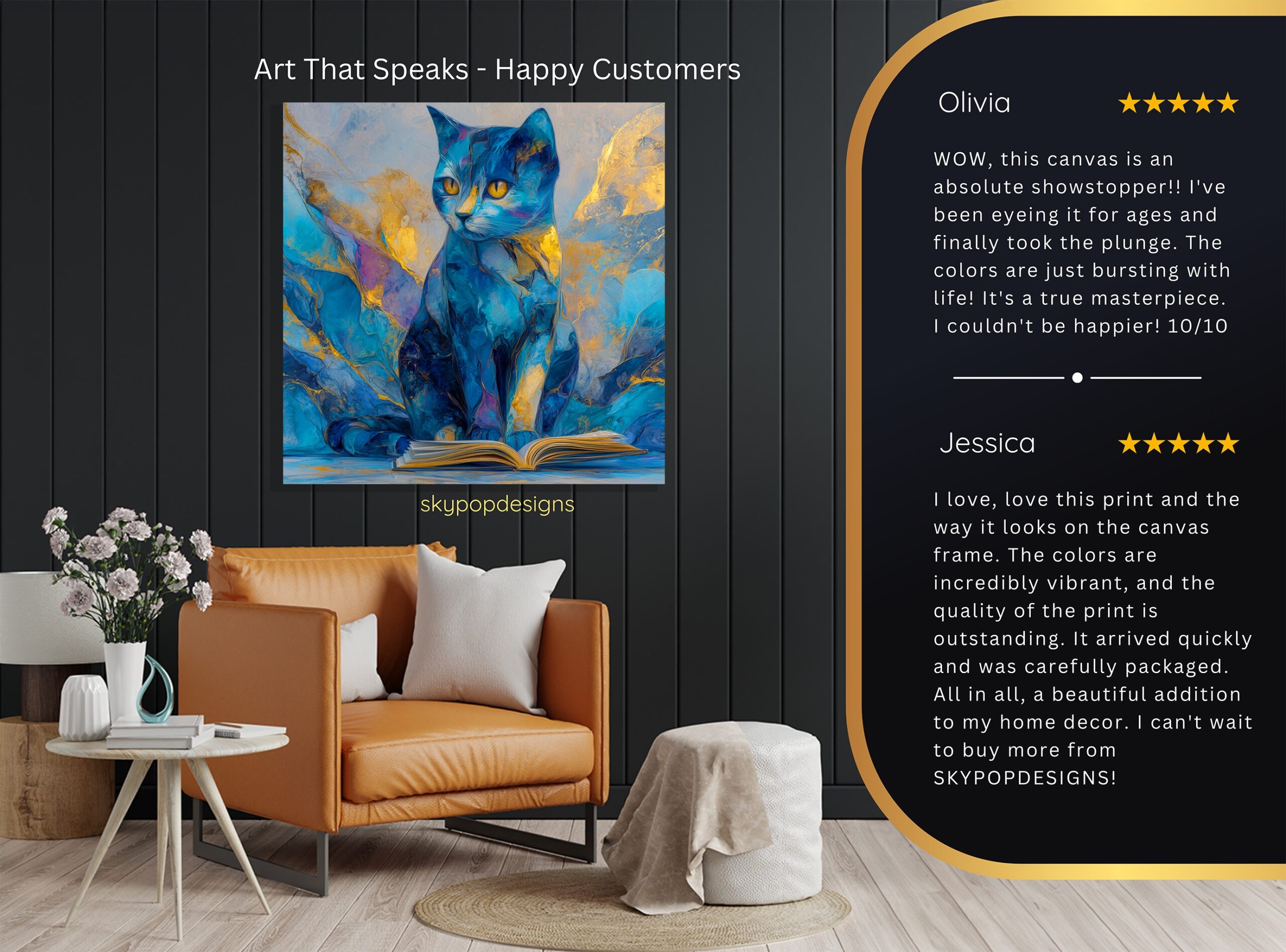 8.jpg Blue Cat Reading Art