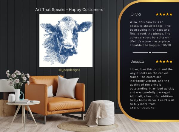Blue Cow Face Art