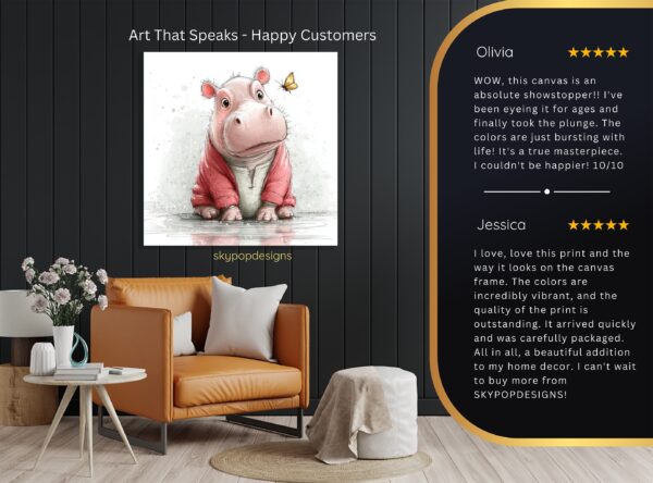 Hippo Butterfly Art