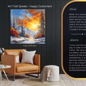 Fiery Winter Sunset Mountain Art