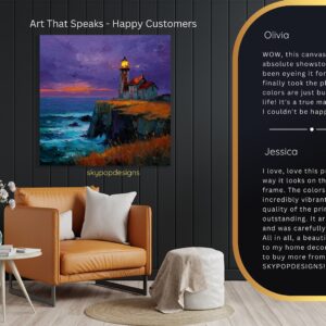 Lighthouse Cliff Sunset Art