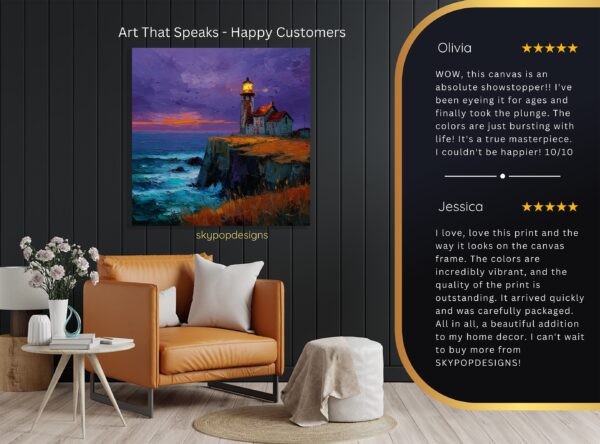 Lighthouse Cliff Sunset Art