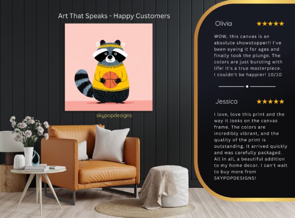 Raccoon Basketball Art
